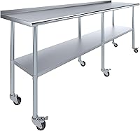 Vista 11 de AmGood Mesa de trabajo de acero inoxidable con protector contra salpicaduras de 1.5 pulgadas y ruedas NSF Mesa de preparación de alimentos