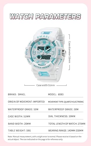 Miniatura 5 de Reloj deportivo digital analógico unisex para exteriores, tácticas militares, multifunción, LED, electrónico, grande, impermeable, color caramelo,