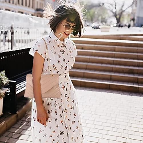 Quilted Crossbody Bags For Women，Trendy Vegan Leather Shoulder Purses Classic Satchel Handbag Lightweight Adjustable Chain Strap Shoulder Bag，Apricot #TOP5