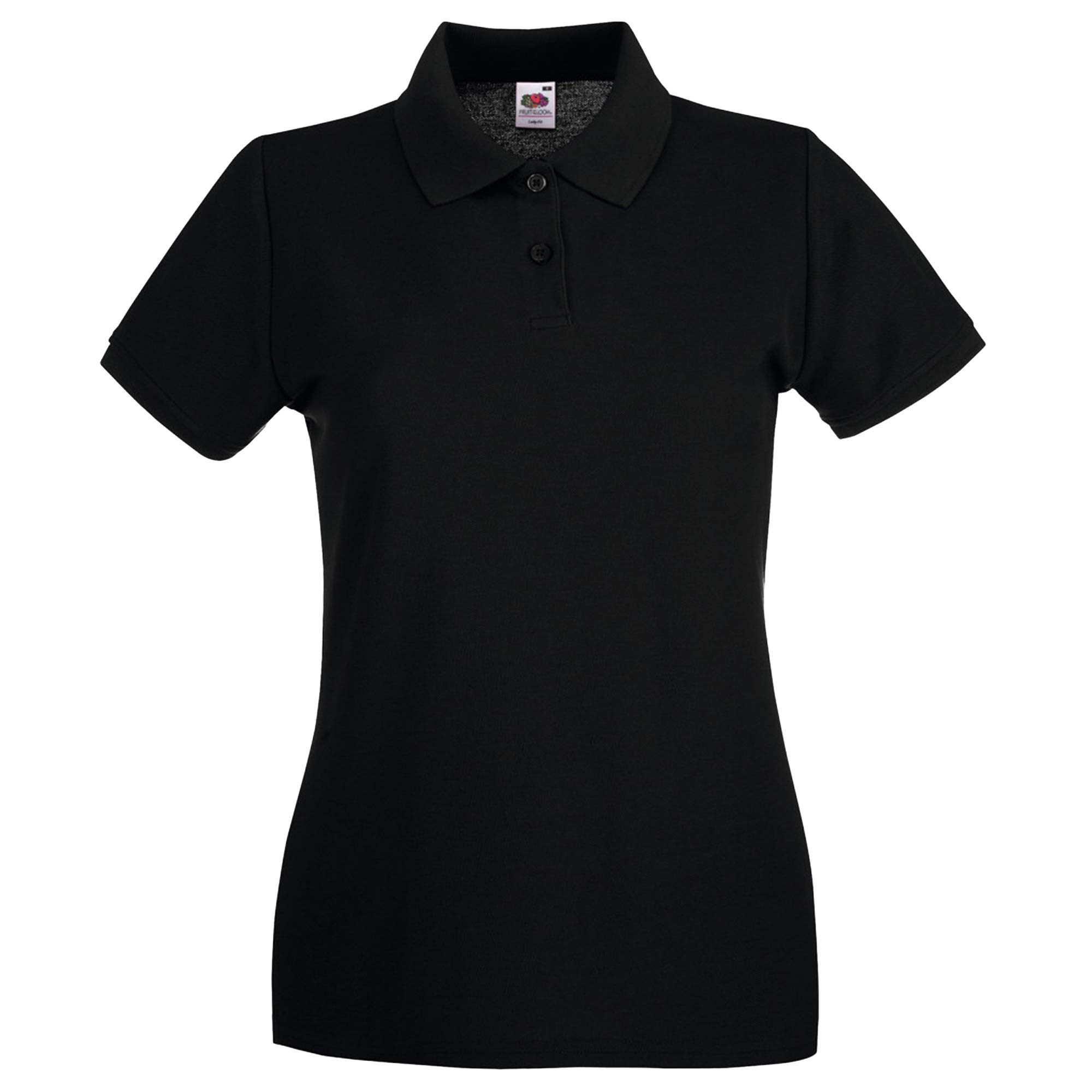 Fruit of the Loom Women's Polo Shirt Short-Sleeve, Womens Men, Black, XX-Large