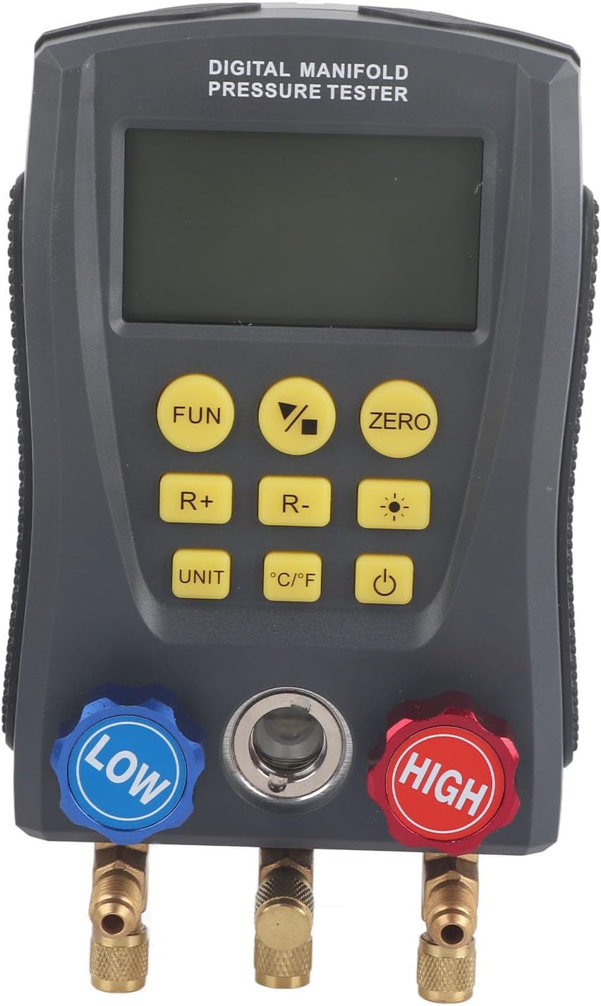 Tbest HVAC Digital Manifold Gauge High Accuracy Dual Pressure Temperature Vacuum Leakage Tester for Air Conditioning System Refrigeration Equipment ABS Material