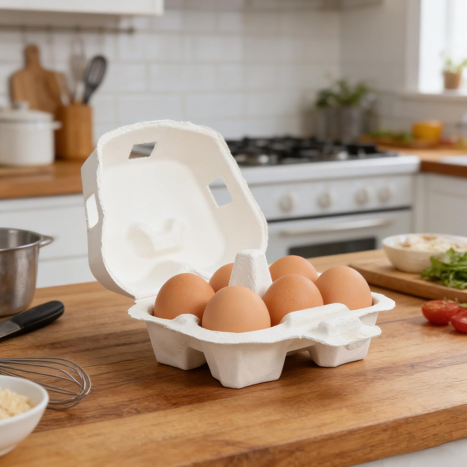 30pcs Egg Cartons Bulk, Reusable Empty Natural Paper Pulp Heart Shape Cartons, Sturdy Holder Containers for 3 Fresh Chicken Eggs