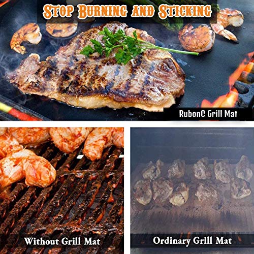 Rubonc Bbq Mat (15.75 X 13 Inch), Non-Stick Fireproof Grill Mats For Gas Grill, Reusable Easy To Clean Extremely Durable Baking Sheets Grill Matte For Outdoor Grill Electric Or Charcoal - 3 Pack Black #TOP1