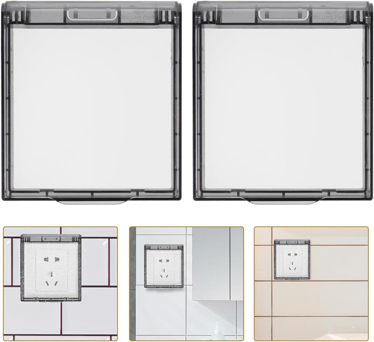 PRETYZOOM 2pcs Waterproof Wall Switch Safety Cover with Adhesive, Protective Outlet Guard Case for Bathroom Kitchen Outdoor Use, Gray Weatherproof Electrical Switch Protector