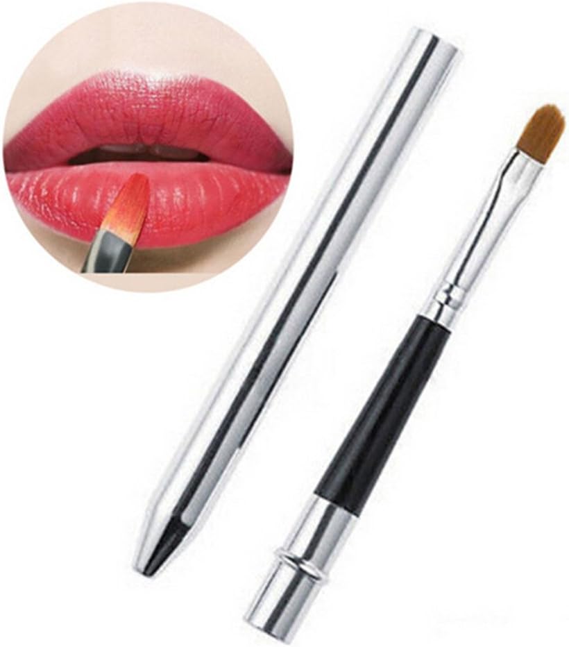 Yesiidor Lip Brush With Metal Cover Lipstick Gloss Wands Applicator Perfect Makeup Tool Kits