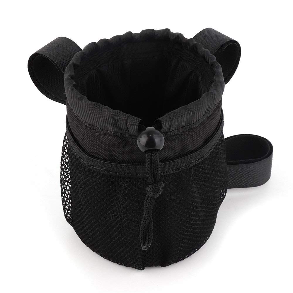 kemimoto Bike Cup Holder, Bicycle Water Bottle Holder Handlebar Drink Holder with Mesh Pockets Phone Bag for Cruiser, Mountain Bike, Fixed Gear, Folding, Road Bike 1 Pack