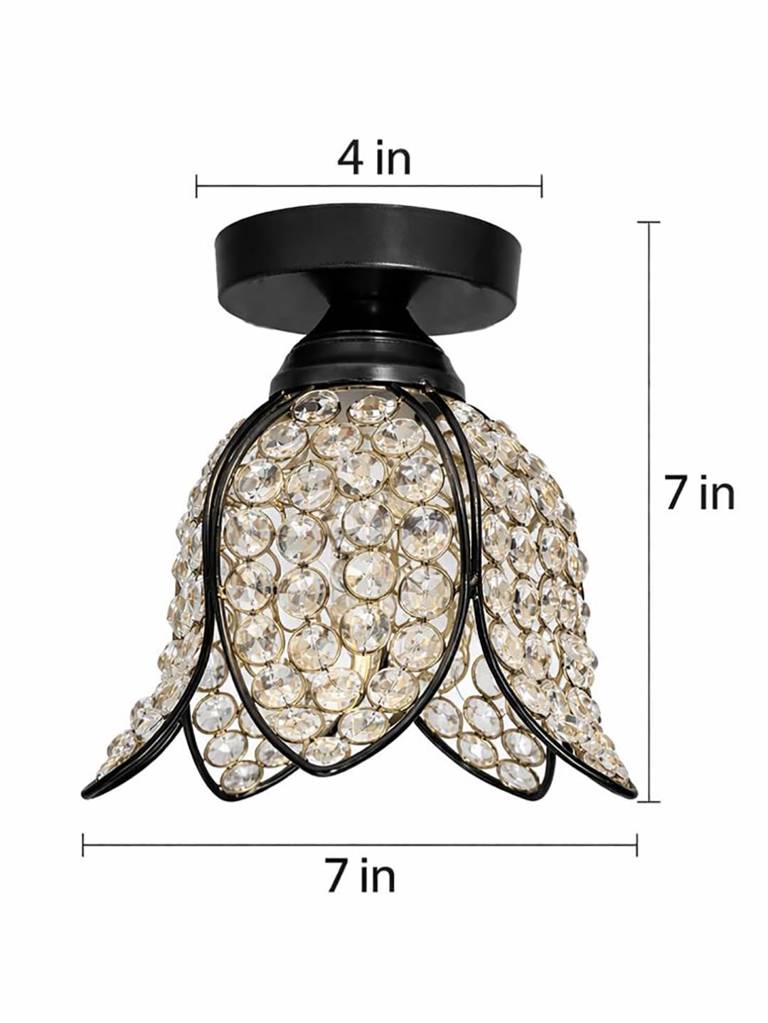 Gold Crystal Flush Mount Light - Modern Lotus Design -7
