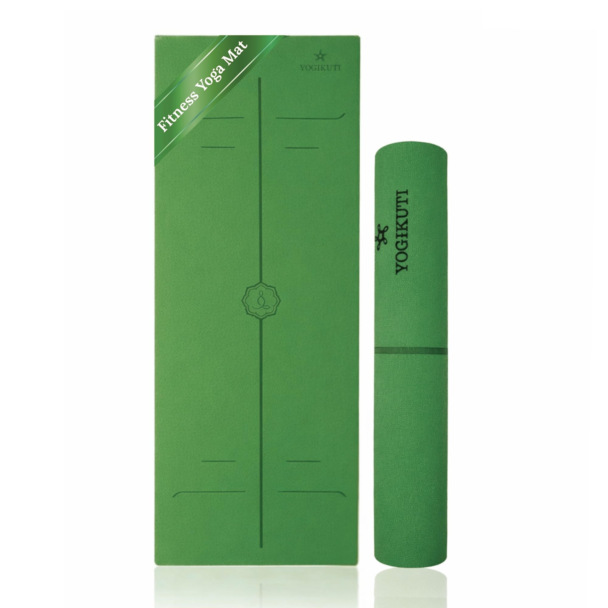 Yogikuti Fitness Yoga Mat | Non-Slip Exercise Mat with Alignment lines | PVC & Phthalate Free Workout Mat for Yoga, Pilates & Home Fitness (Green, 6mm)