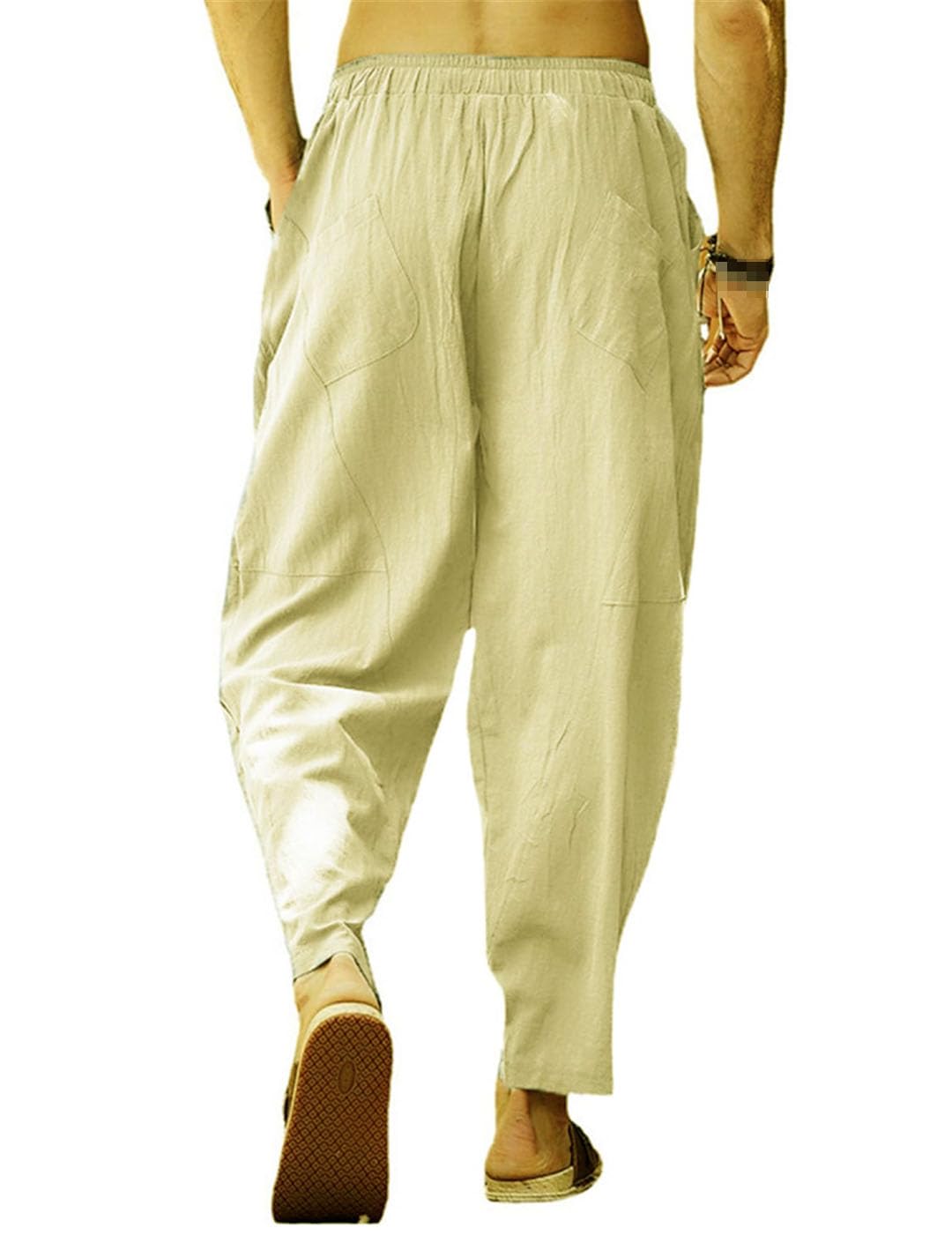 Pantalón Lino Hombre Ancho Casual Deportivo Jogging