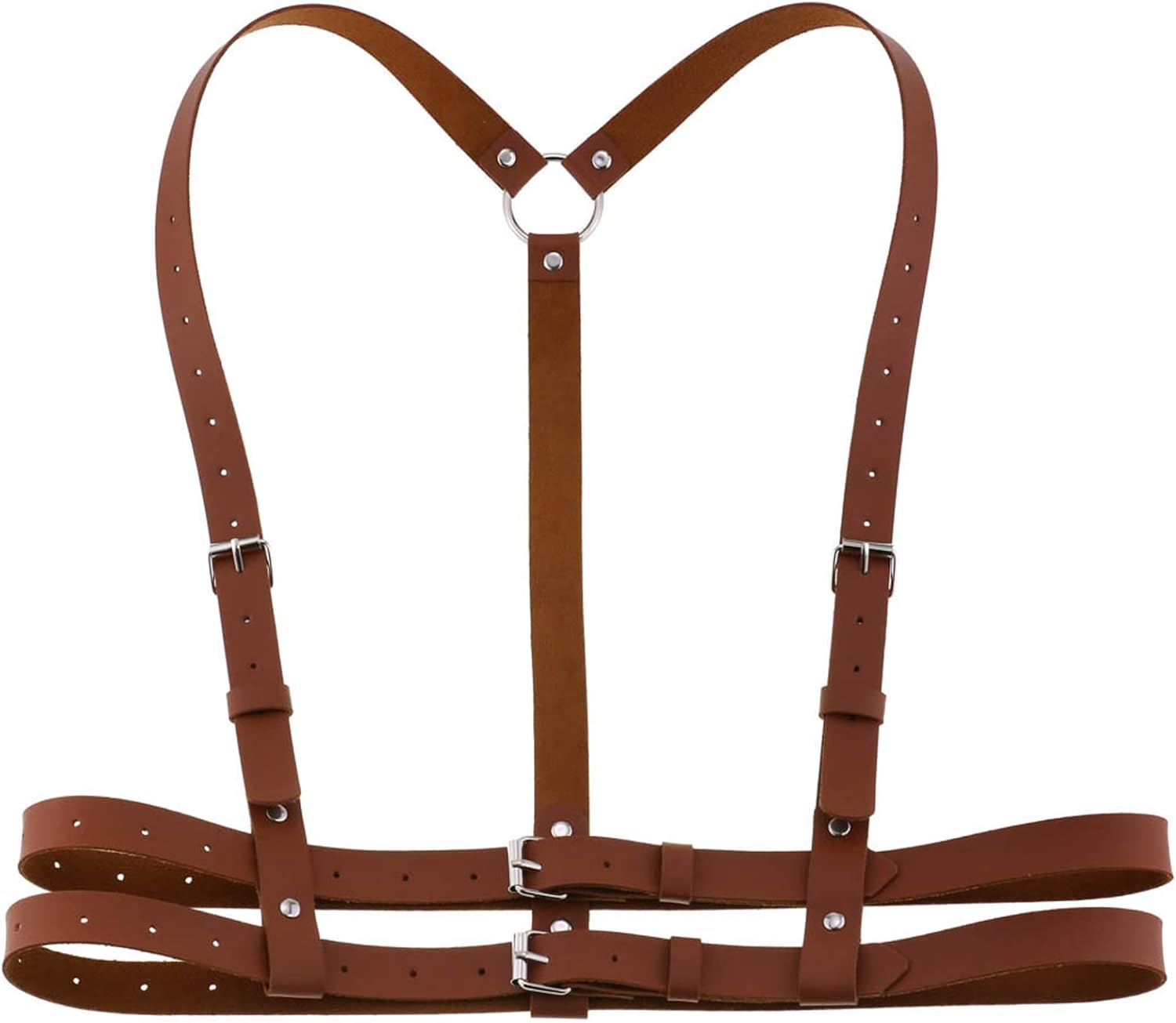 eYLun Women Leather Harness Punk Body Waist Belt - Adjustable Goth Waist Straps