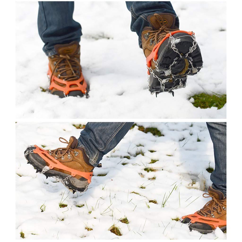 Ice Snow Grips Couvre-Chaussures Chaîne à Neige, Crampons à Crampons antidérapants Multifonctions avec 8 Crampons de Traction en Acier Inoxydable pour la Marche en Plein air, Le jo