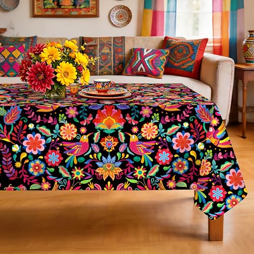 Arquiel Mexiko Tischdecke, wasserdicht, Cinco de Mayo, rechteckig, schmutzabweisend, waschbar, Tischdecke für Zuhause, Küche, Esszimmer, Party-Dekoration (140 x 178 cm)