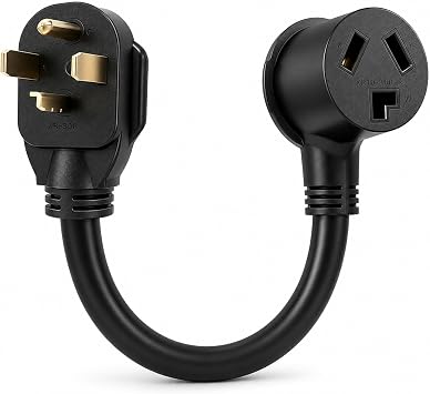 3 Prong to 4 Prong Dryer Adapter, 14-30P to 10-30R, 1.5FT | Connects an older 3-prong dryer cord to a newer 4-prong wall outlet; 10 AWG copper, 30A, 125/250V, 7500W max.