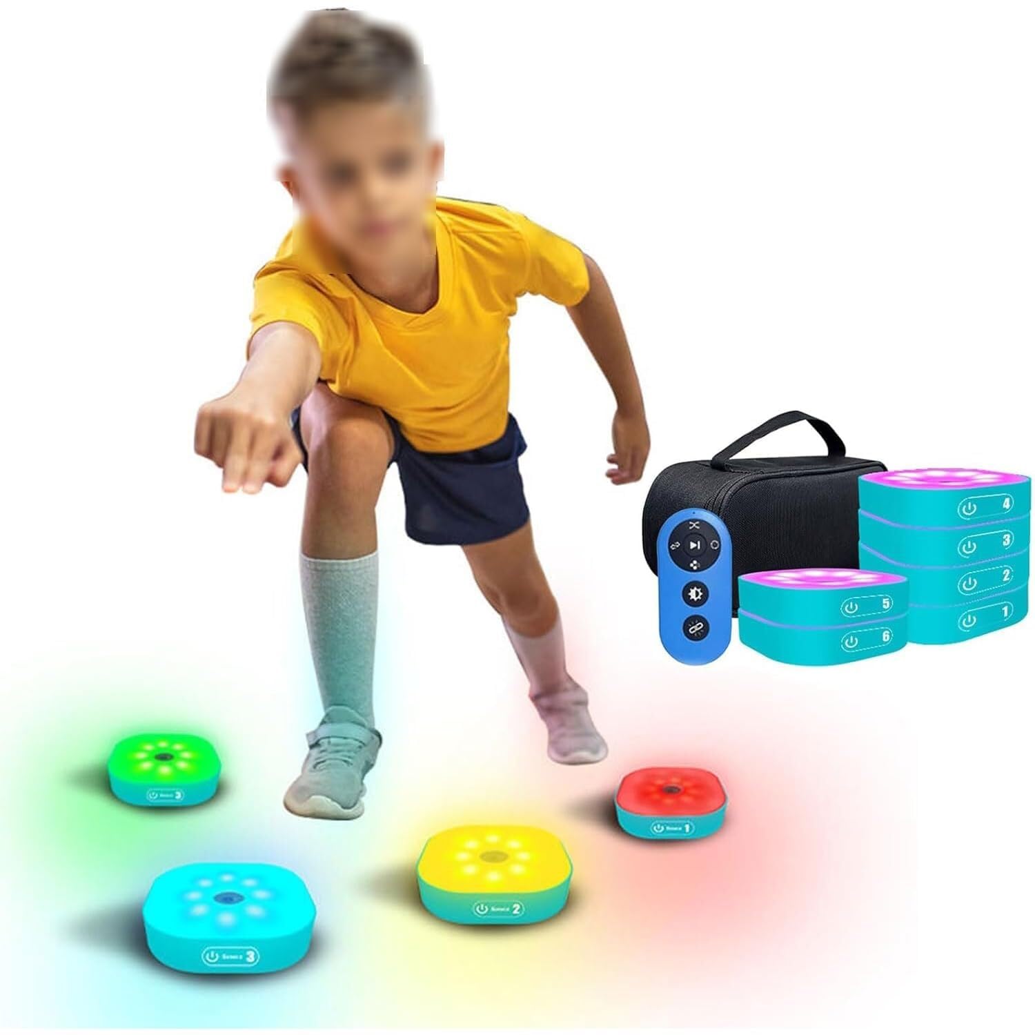 Luce for Allenamento Agile Reaction con Telecomando, 4 modalità, migliora i Tempi di Reazione, for impianti Sportivi e Allenamento Individuale degli Atleti(B,6lights)
