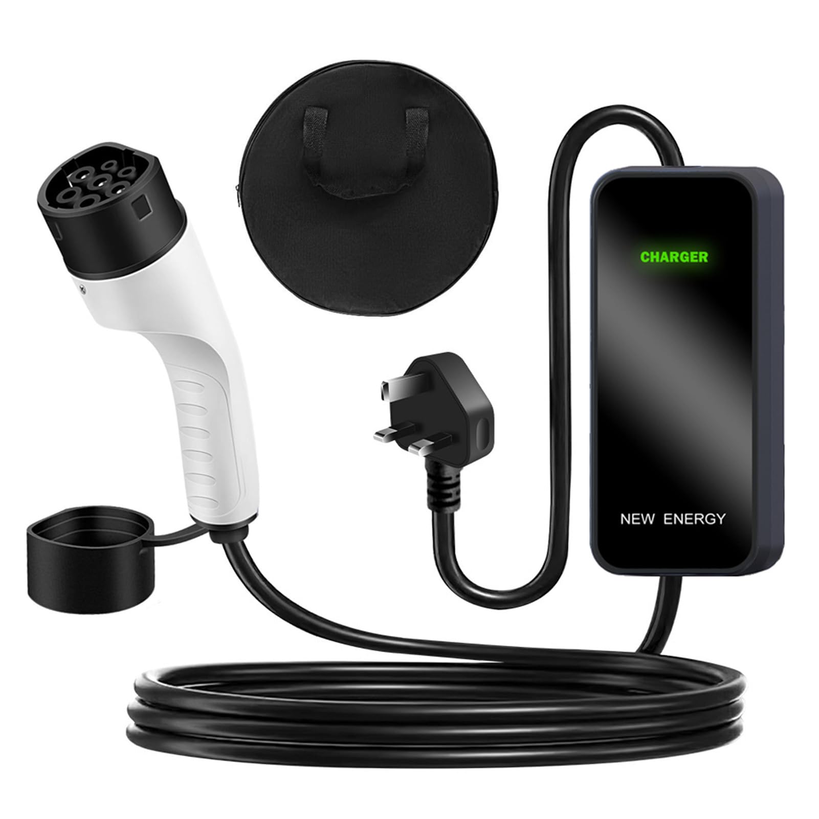 Para Sistema de Carga portátil 5M 13A Cable de Carga EV 3 Pines, Negro | Cargador rápido para vehículo eléctrico Cargador para coche Reino Unido Hoy