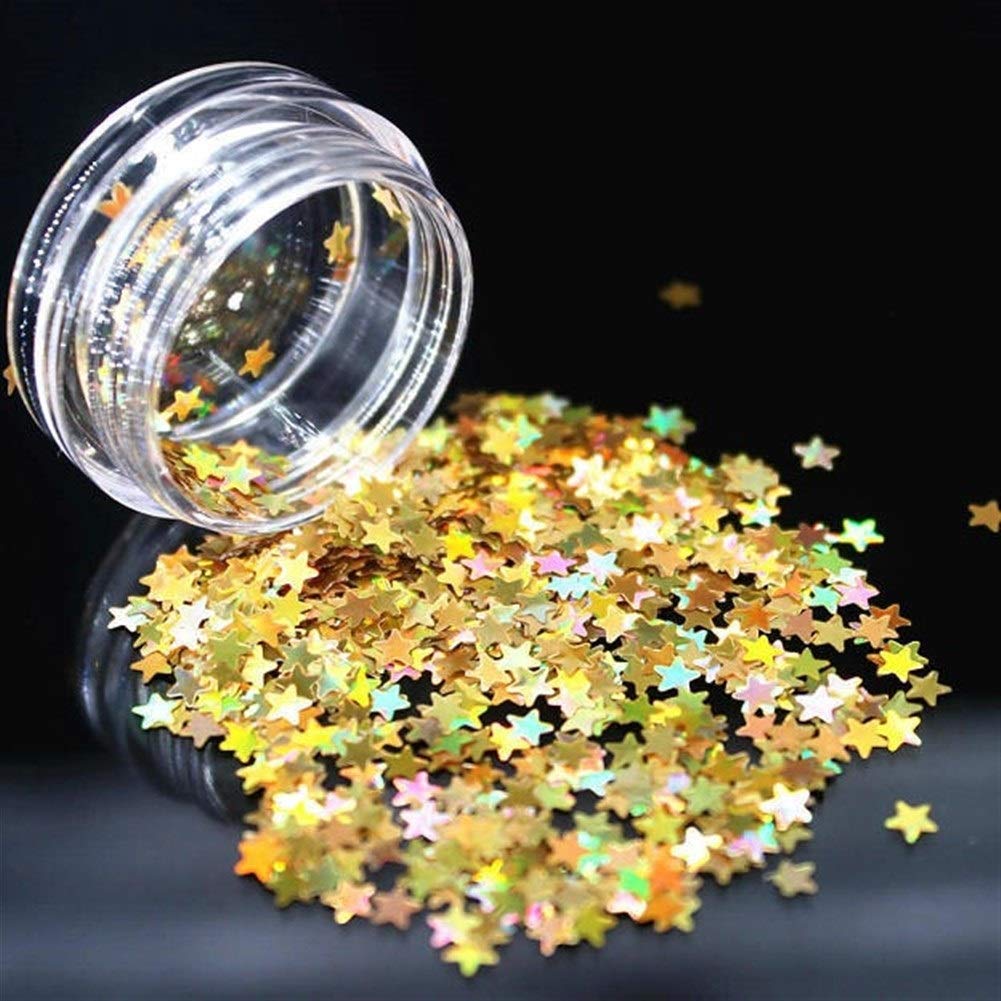 Sparkly 1Pc DIY Fashion Silvery Star Sequins Nail Rhinestone Small Irregular Beads Manicure 3D Nail Art Decoration In Wheel Accessories (Color : Yellow)