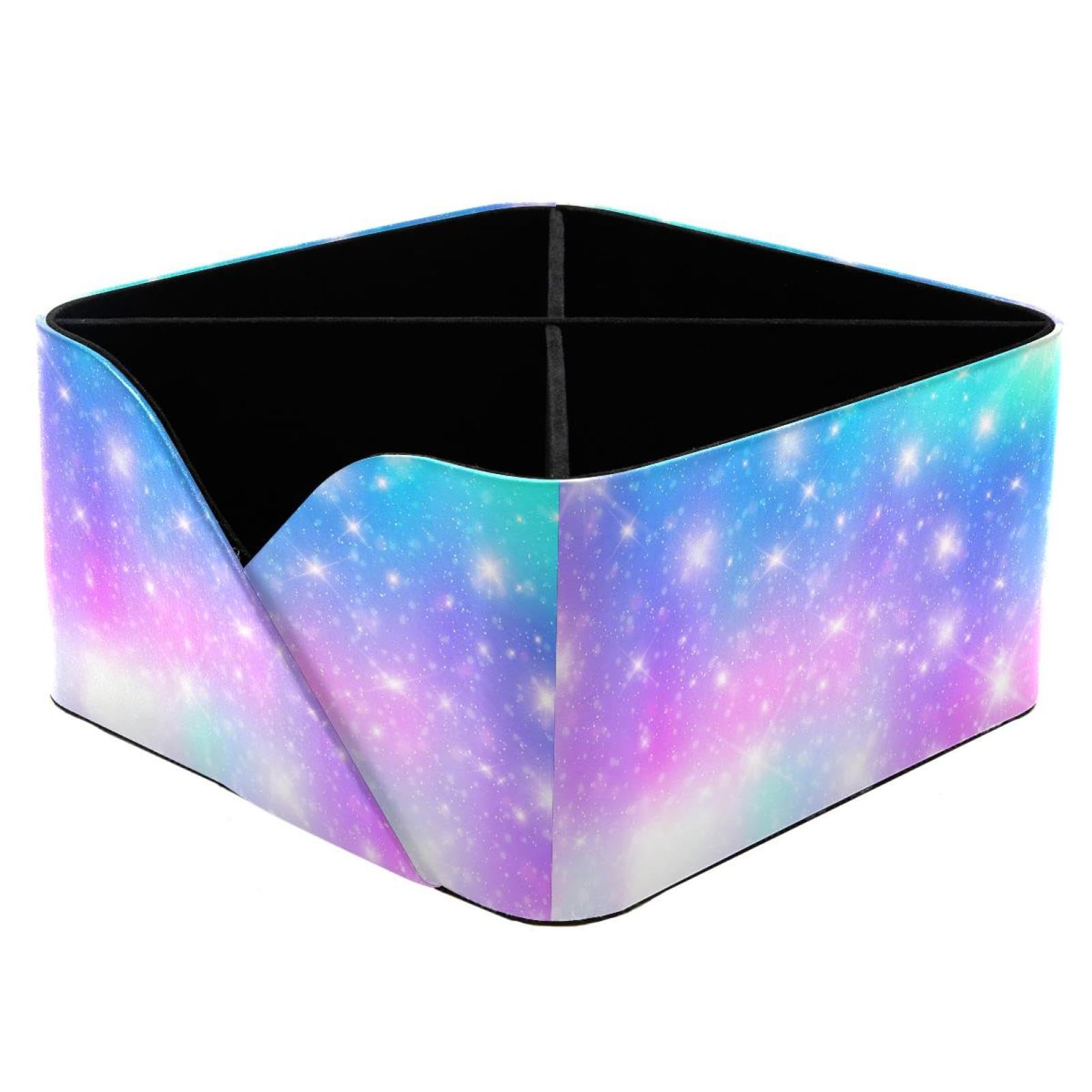 KengjuTesu Galaxy Unicorn Rainbow Desktop Organizer Pen Holder, Rectangular Pencil Cup for Office, Study and Makeup Stations