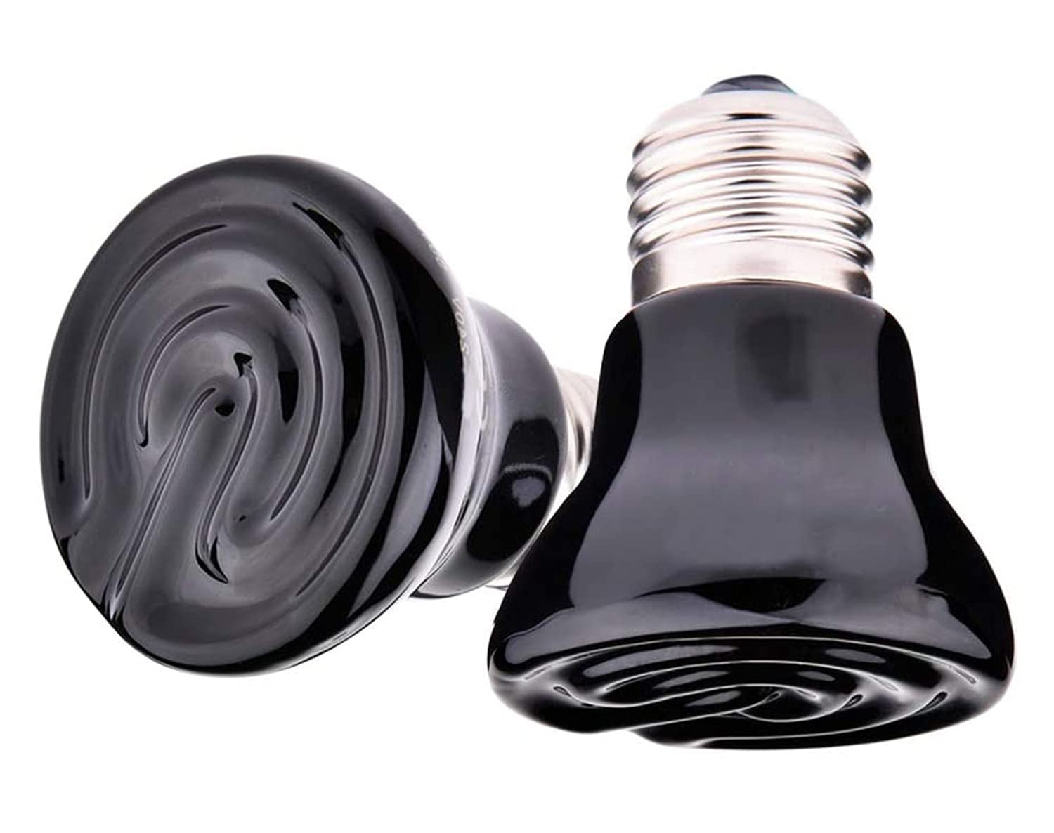 2-Packs 50W Black Ceramic Heat Lamp Mini Reptile Heat Lamp Bulbs E26/E27 Infrared Reptile Heat Emitter Heater Lamp Bulb No Light Lamps for Lizard Brooder Coop Aquarium Habitat Lizard Turtle