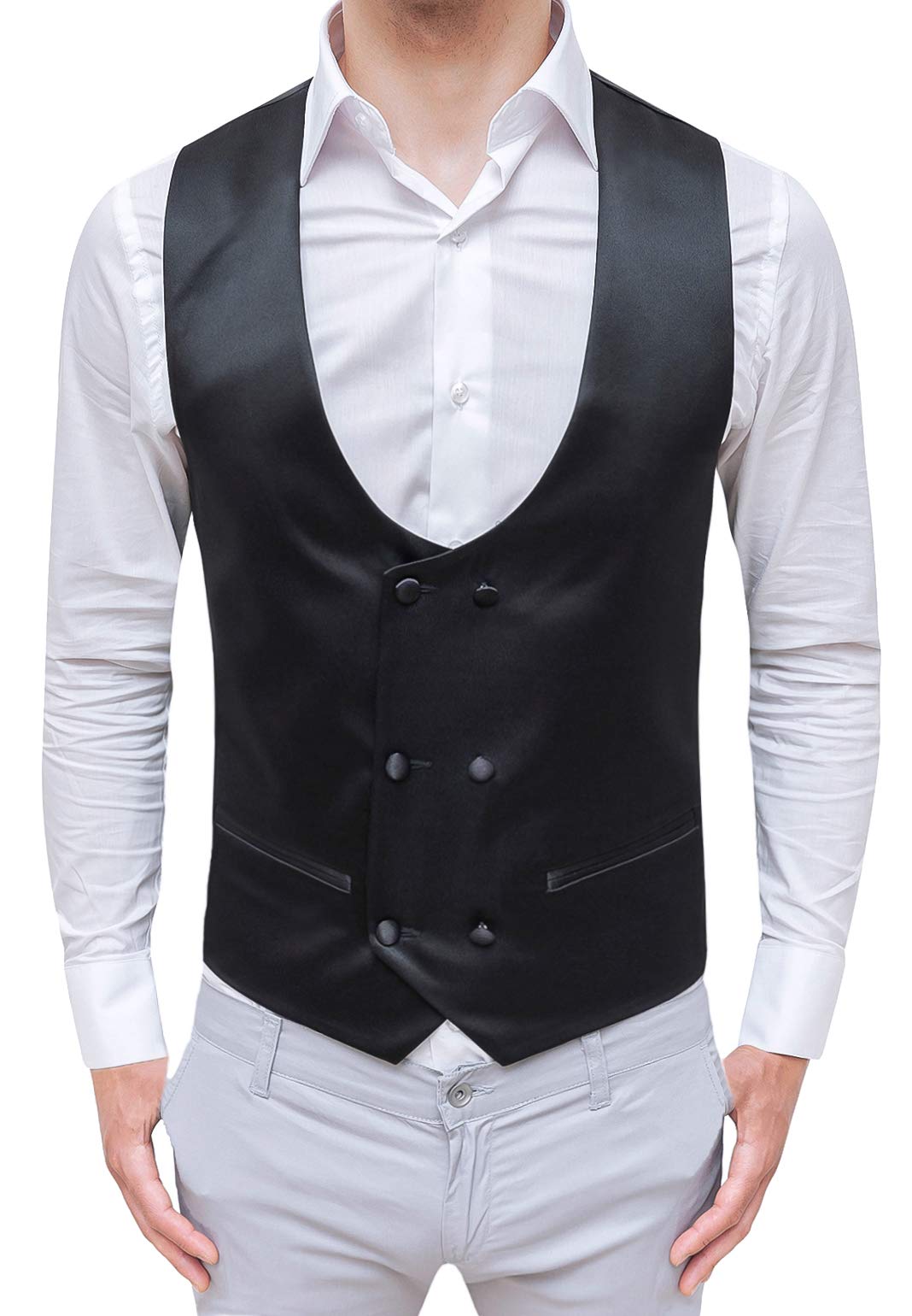 Panciotto Gilet Uomo Slim Fit Cardigan Casual Smanicato Corpetto