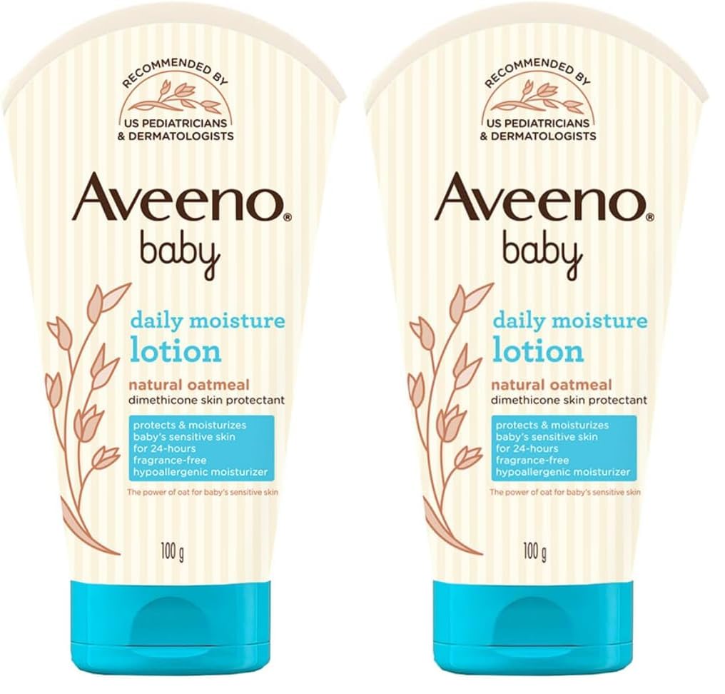 Aveeno Baby Daily Moisture Lotion 100g with Oat Flour, Glycerin, and dimethicone | Hypoallergenic, Fragrance-Free, Pediatrician Recommended | Nourishes, soothes, & Protects Baby's Sensitive Skin-image-39