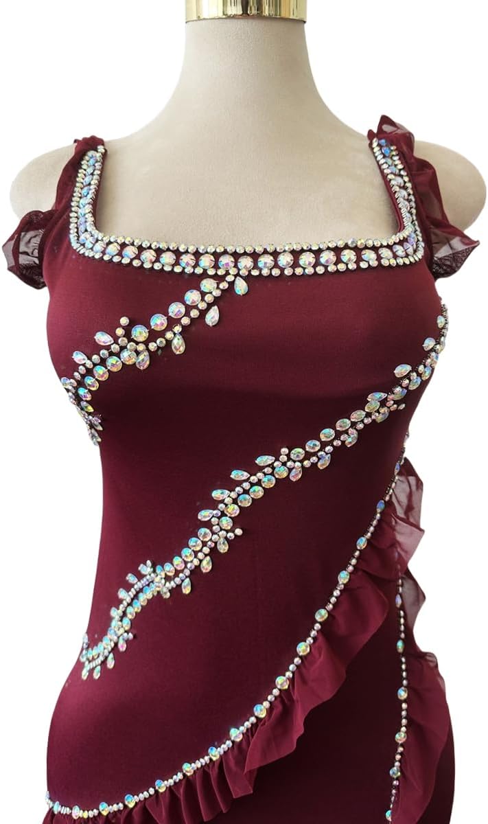 Women Sleeveless Dresses with Rhinestone Sewing Crystal Beads Decoration Party Club Prom Elastic Force Long Dress - Image 3