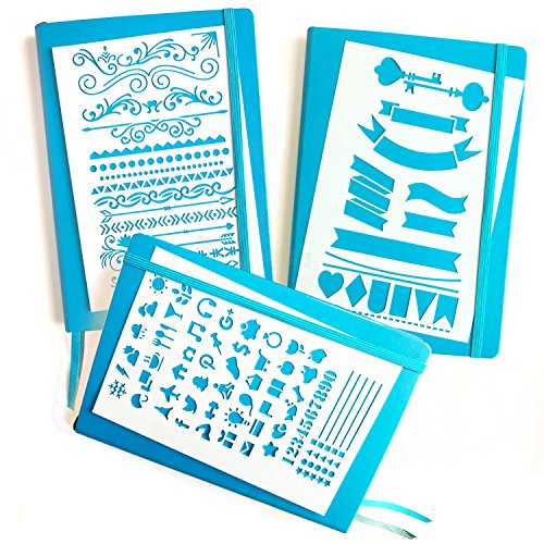Journal Stencil Set - Banners, Dividers, Icons | Fits Leuchtturm & Moleskine A5 Bullet/Dot Notebooks | Best Used with Huhuhero Fineliners & Sakura Micron Pens …