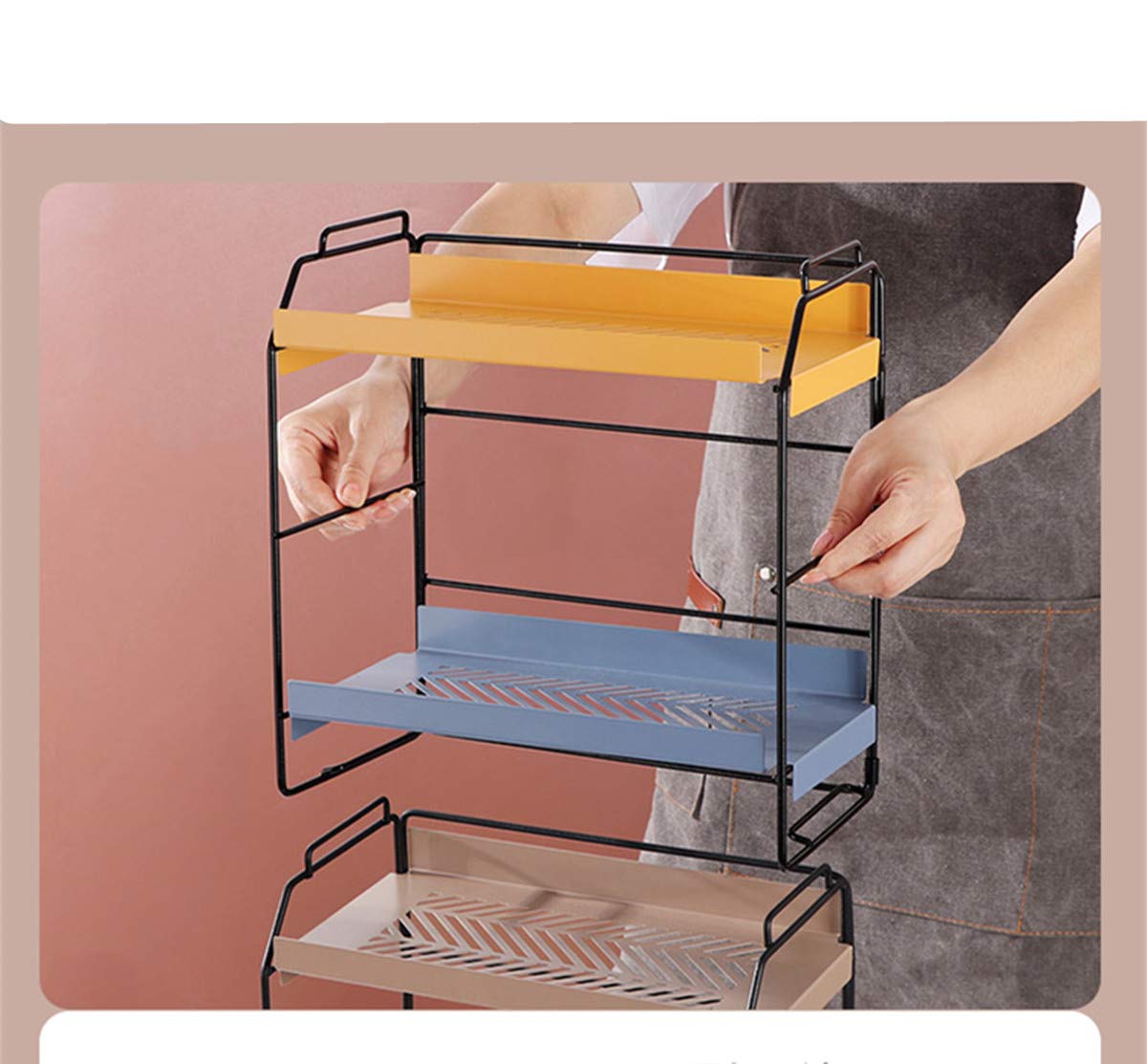 2Tier Bathroom Countertop Organizer, Wire Basket Storage Container Countertop Shelf, Kitchen