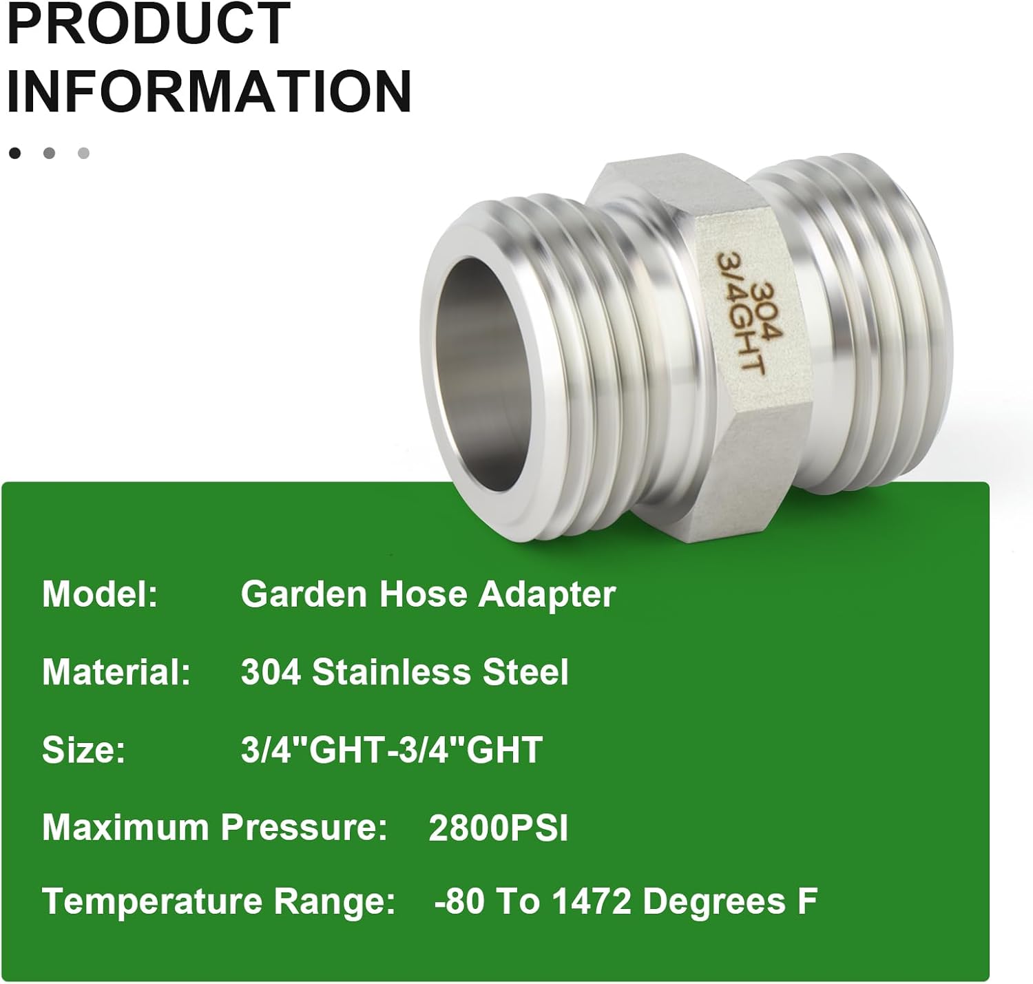 TAISHER 5PCS 304 Stainless Steel Garden Hose Adapter, 3/4" GHT Male x 3/4" GHT Male Garden Hose Connector with Washers