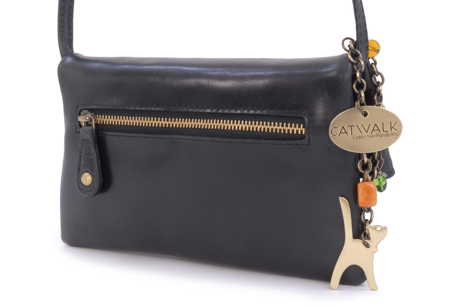 Catwalk Collection Handbags - Damska Skórzana Torebka Crossbody - Mała Torba Kopertówka Wieczorowa - Regulowany Odpinany Pasek - Hannah