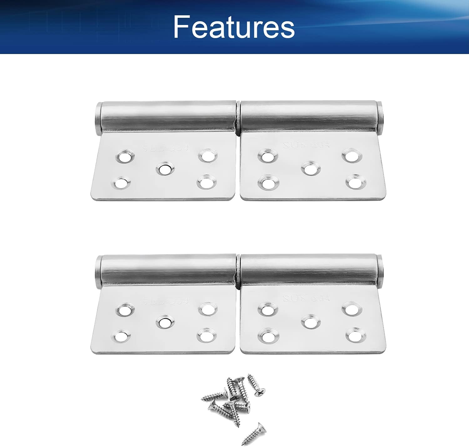 5" Lift Off Hinge, Stainless Steel Slip Joint Flag Hinges 5.20 x 1.57 inch (LxW) for Window Cupboard Cabinet Door Silver Tone 4Pcs