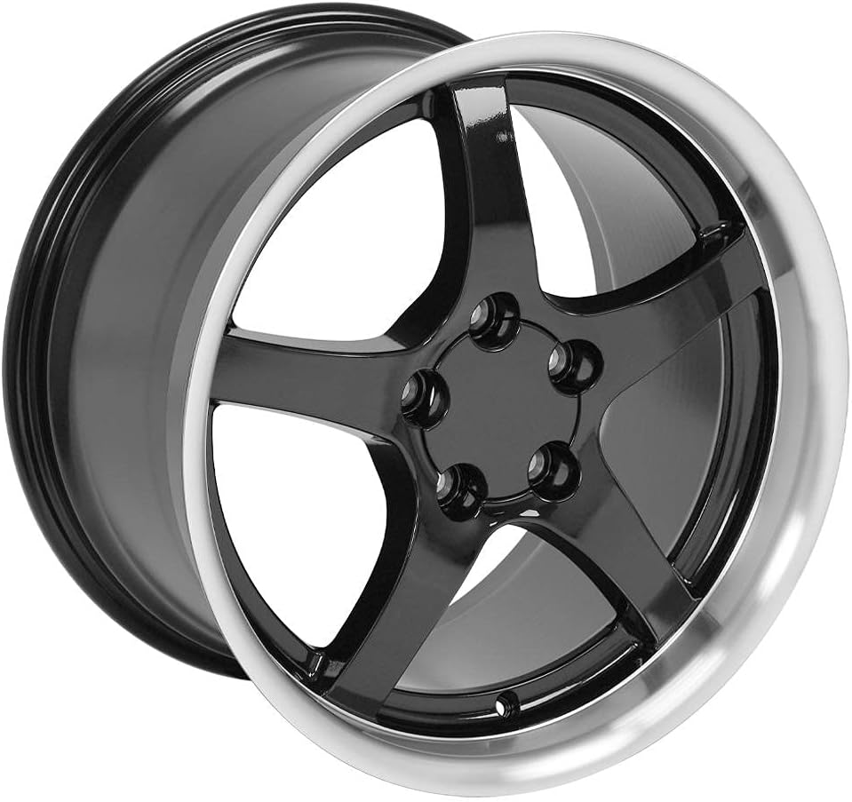 OE Wheels CV05 18 Inch Rim Fits Corvette C5 Style 5x120.65 18x10.5 Gloss Black Machined Lip (1)