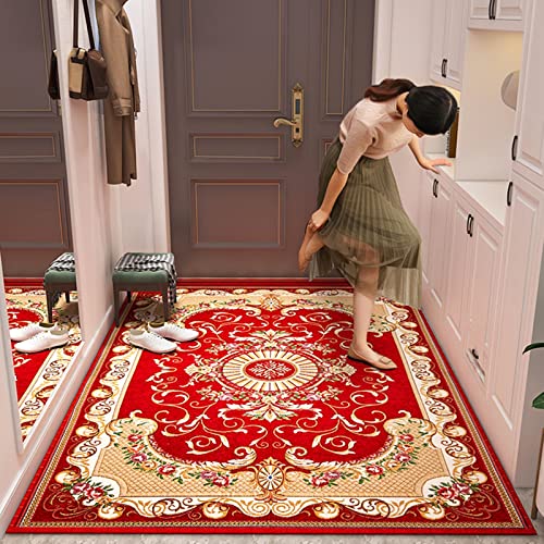 Felpudos Entrada Casa Felpudos De Interior Rojos Vintage Para Entrada, Corredor De Alfombra Fina Con Respaldo Antideslizante, Alfombra Grande Del Piso Del Hotel De La Oficina En Casa Para Las Puertas Cover
