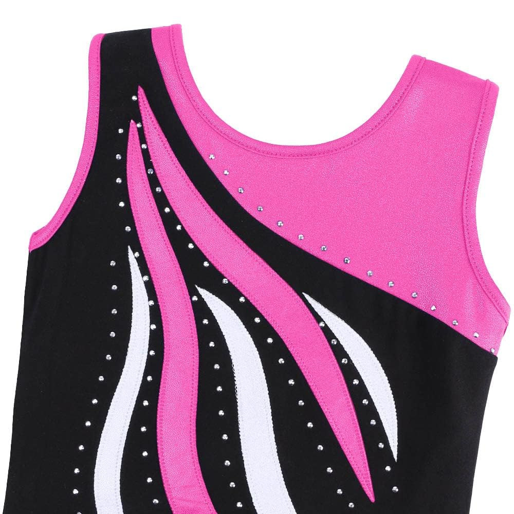 FINGER TEN Gymnastikanzug Mädchen Kurzarm Langarm Kinder Ballettanzug Gymnastik Training Gymnastikbody Trikotanzug Tanz Kleid Ballettkleid