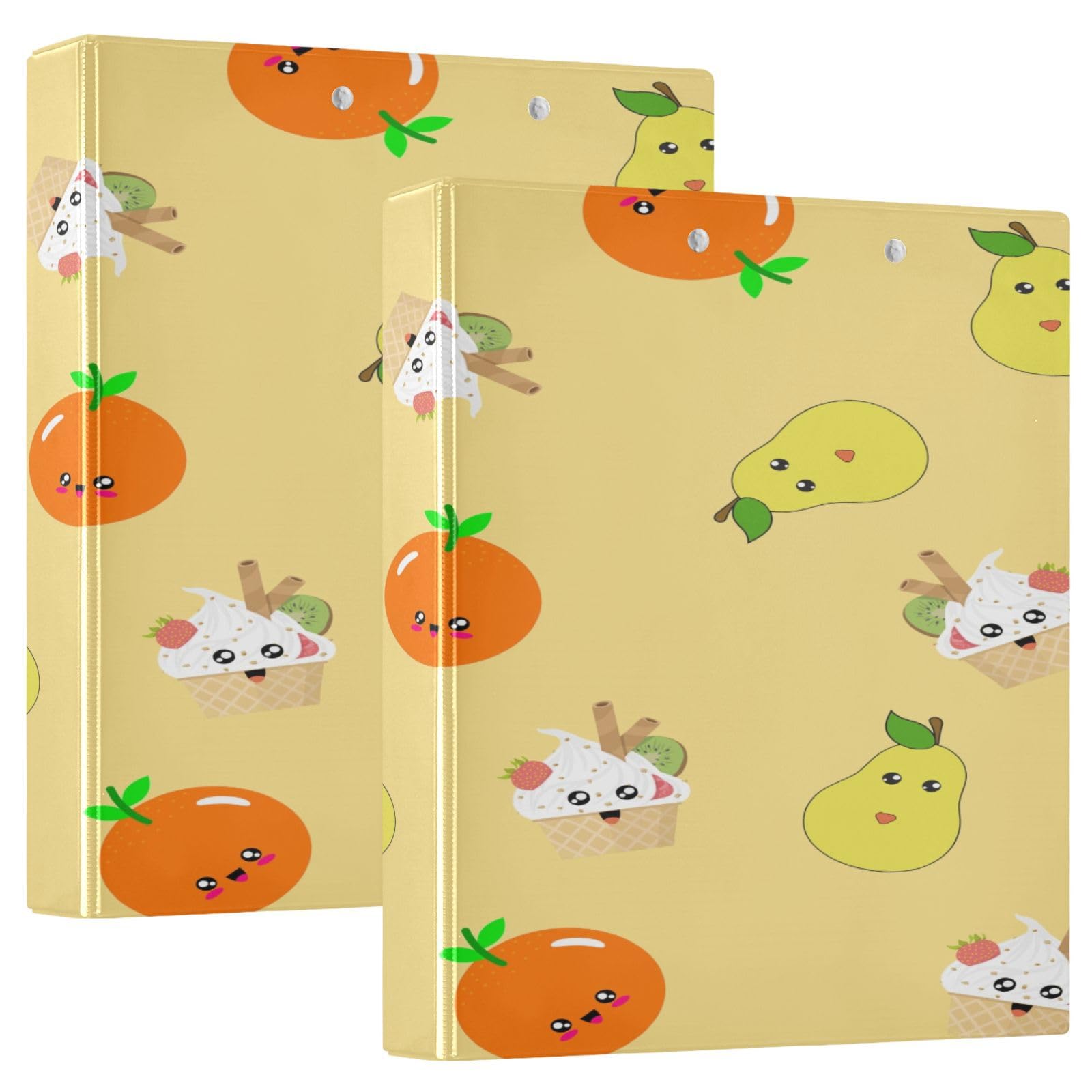 3 raccoglitori ad anelli rotondi impermeabili con portablocco, in PVC trasparente, formato A4, 200 fogli, per ufficio, scuola, casa, organizzazione ricette, motivo cartoni animati arancione