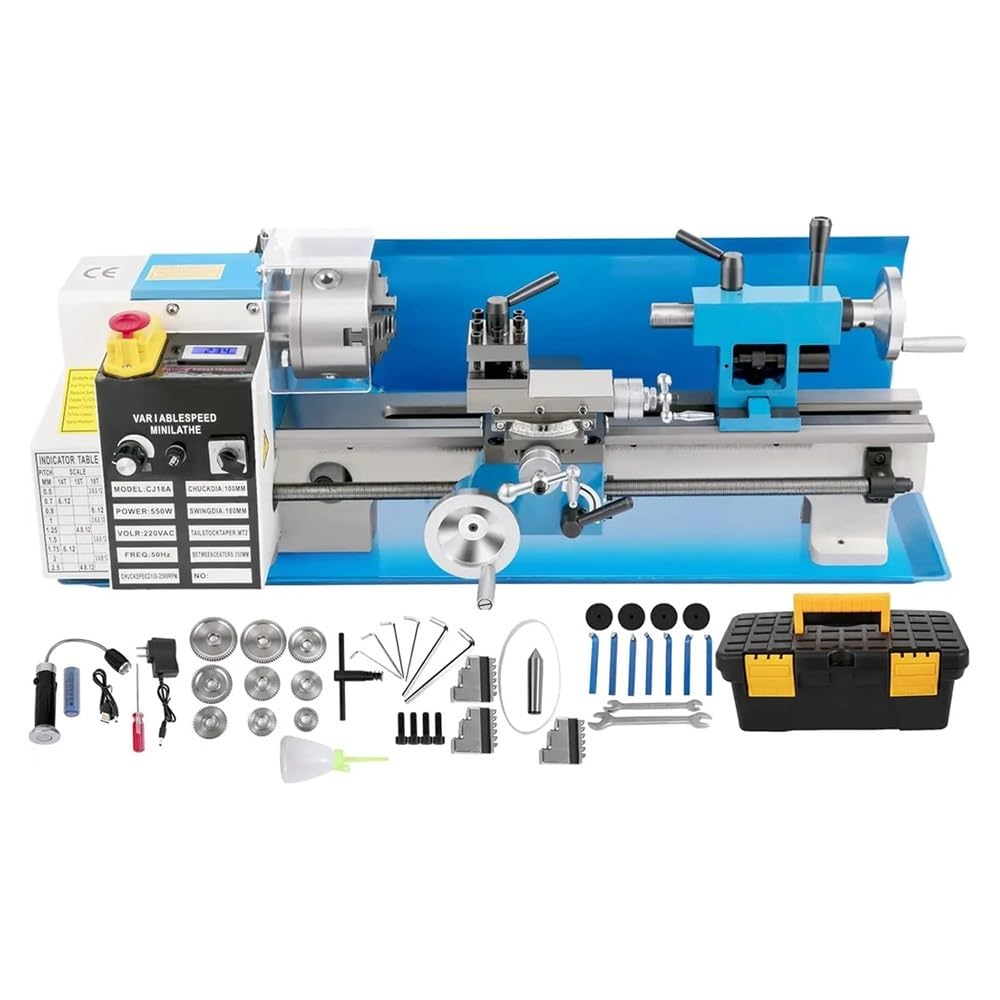 Mini Metal Lathe Benchtop Metal Lathe 550W Variable Speed 2250 Metal with 3 Jaw Chuck