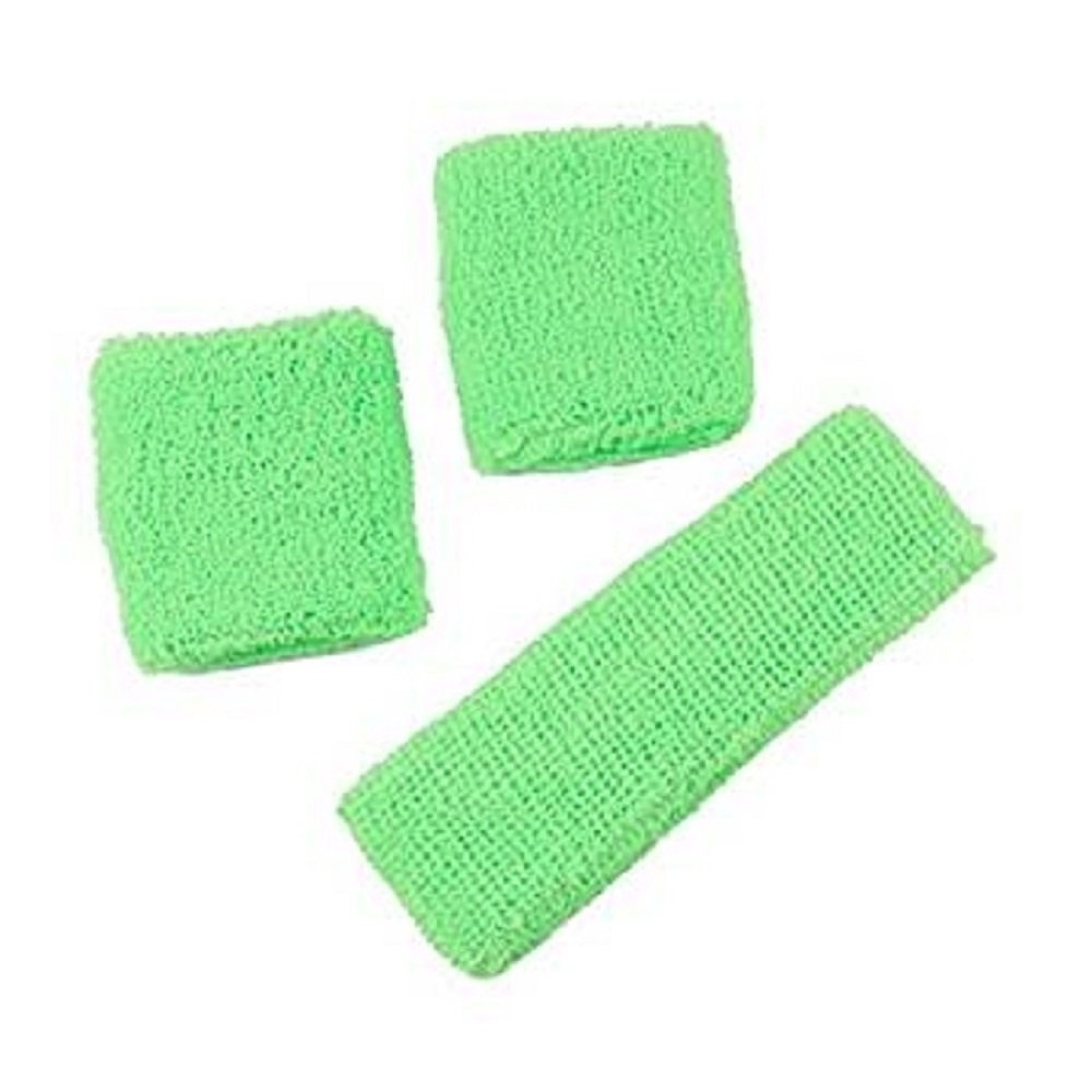 WickedFun® Crazy Chick Ladies Gym Exercise Sports Neon Sweat Headband & Wristbands SET 80's Fancy Dress Accessories