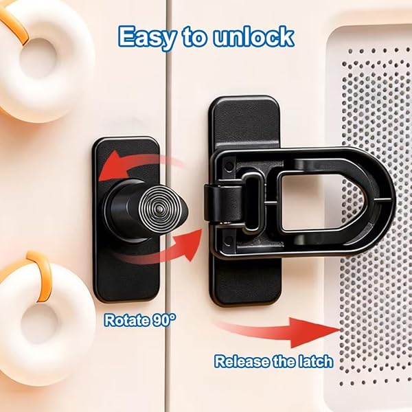 4 Pièces Serrure de Porte de Réfrigérateur de Sécurité Enfant Placard Noir, Securite Fenetre Enfant, Cadenas Frigo, Bloque Porte Frigo, Fermeture Placard Bebe pour Cuisine Four Tiroir - 3