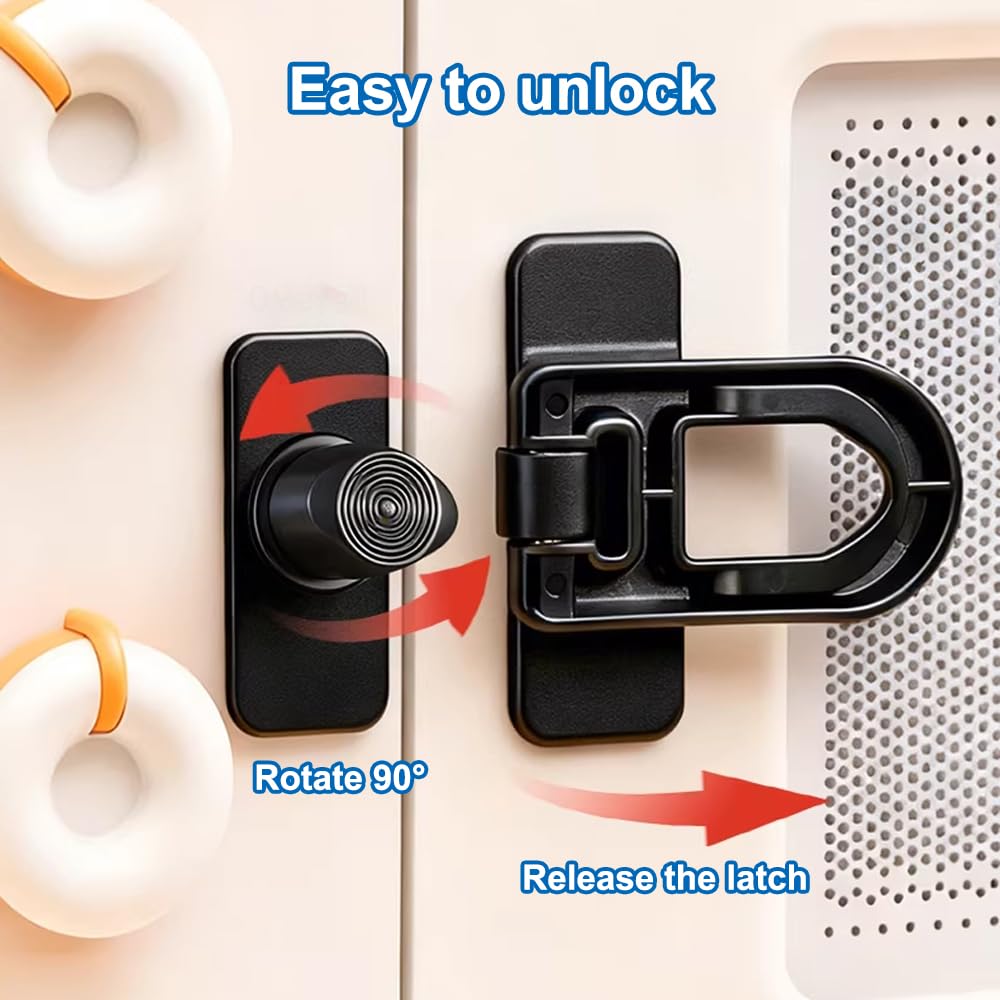 4 Pièces Serrure de Porte de Réfrigérateur de Sécurité Enfant Placard Noir, Securite Fenetre Enfant, Cadenas Frigo, Bloque Porte Frigo, Fermeture Placard Bebe pour Cuisine Four Tiroir