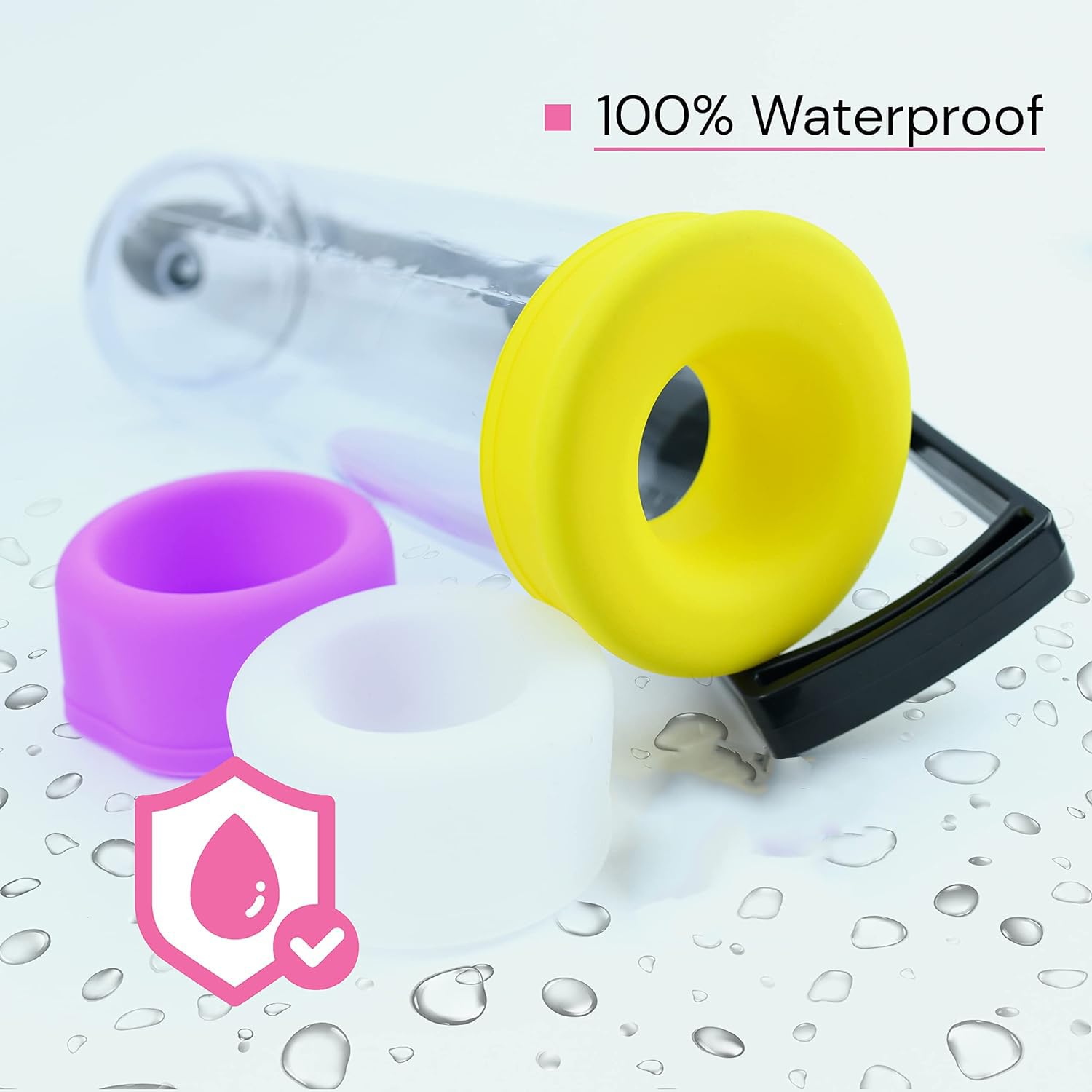 Masturbateur Homme Pompes à Pénis 21.5cm ⌀6.5cm ABS TPR Transparent Pompe Penis 3 Poignets Interchangeables agrandir son pénis - Érection Durable pompe a penis pompe a pénis pour homme FOPS P02