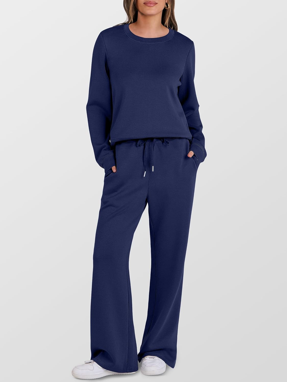 ANRABESS Women's 2 Piece Lounge Sets Casual Travel Outfits Wide Leg Tracksuit Sweatsuits Matching Set 2026 Fall Clothes - Image 2