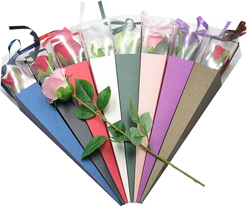 COOPHYA 10 unids caja de una sola flor bolsas de envoltura de boda papel de embalaje de rosas individuales bolsa de embalaje de rosa papel de regalo