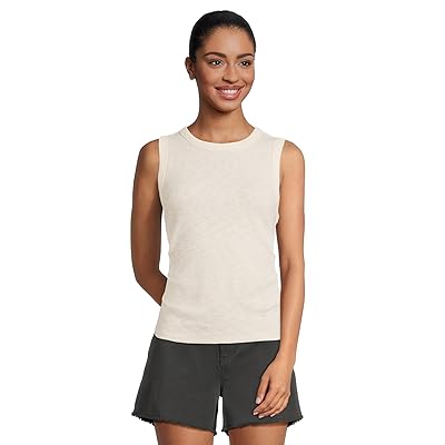Lilla P Rib Slub Side Pleat Tank Top Women