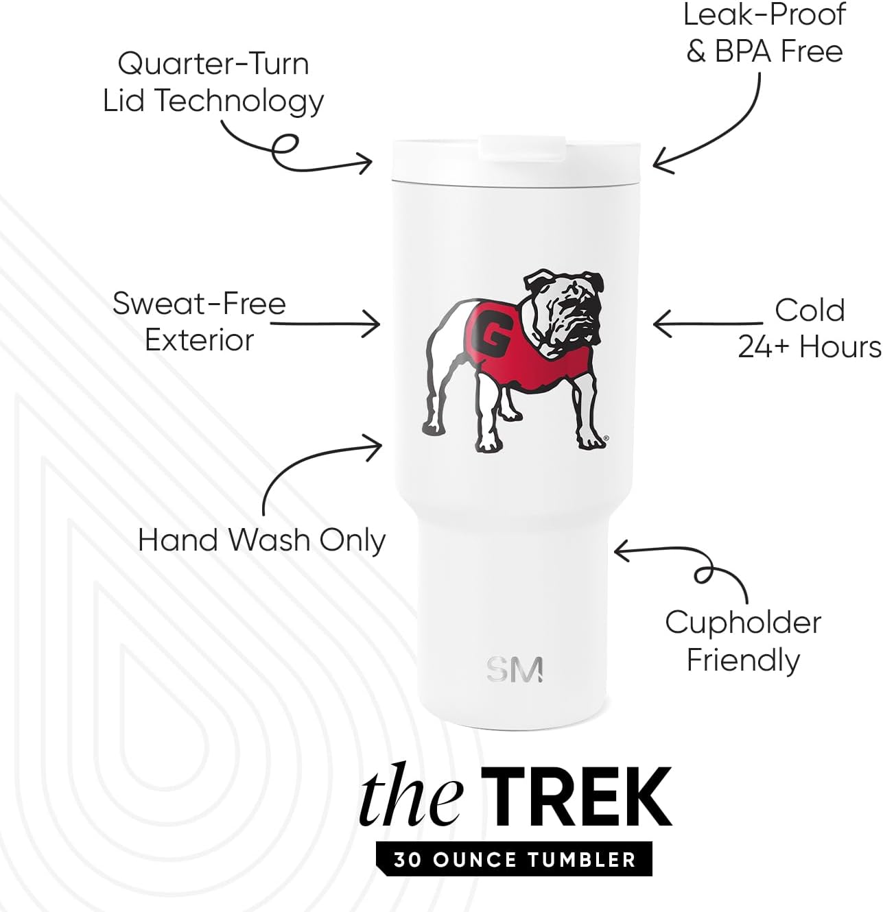 Simple Modern Officially Licensed Collegiate Georgia Bulldogs 30 oz Tumbler with Flip Lid and Straws | Insulated Cup Stainless Steel | Retro Vault Collection | University of Georgia - Image 2