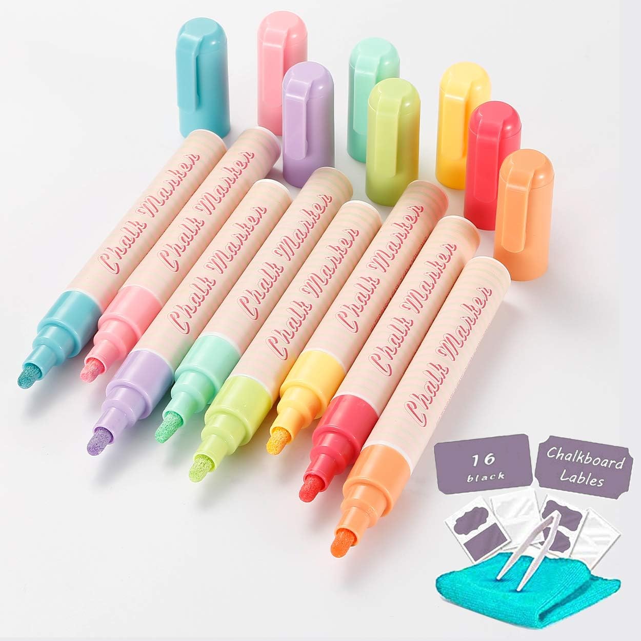 Chalk Markers, OUTWIT Macaroon Premium Erasable Chalkboard Neon Pens for Decor, 8 Packs Non-Toxic Window Markers with Chisel or Fine Tip, 16 Labels, Drawing Markers for Kids Art Easter Eggs : Office Products