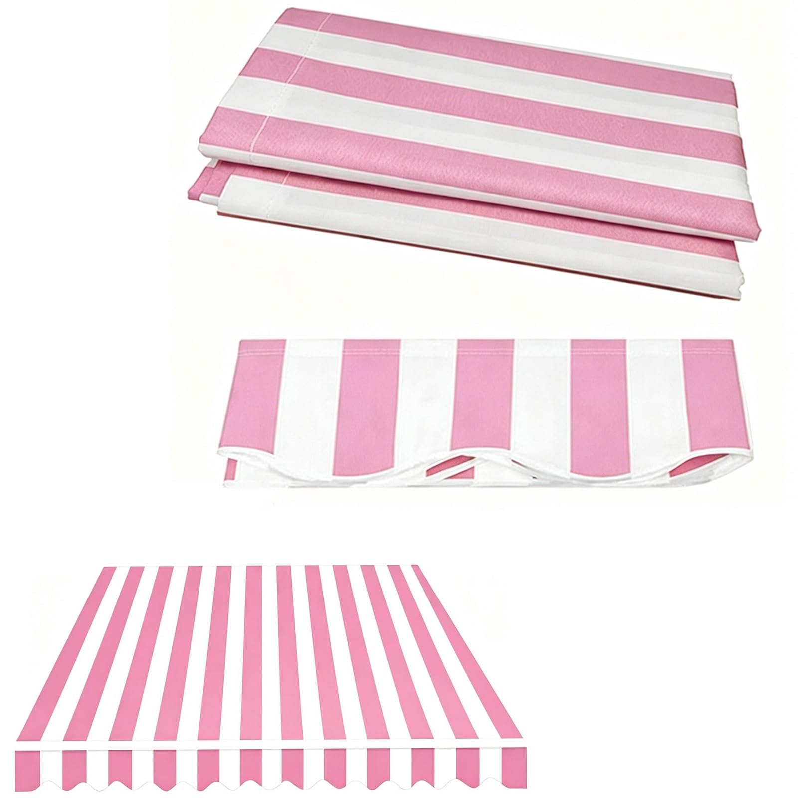 Generico Telo di Ricambio per Tenda da Sole Retrattile da Patio, Telo Parasole Retrattile a Righe, Tenda da Sole Manuale in Tela di Poliestere per Giardino e terrazzo (Rosa, 1,5x1 m (4,9x3,2 Piedi))