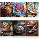 6er Set Graffiti Sport Leinwand Bilder, Bilder Wohnzimmer 