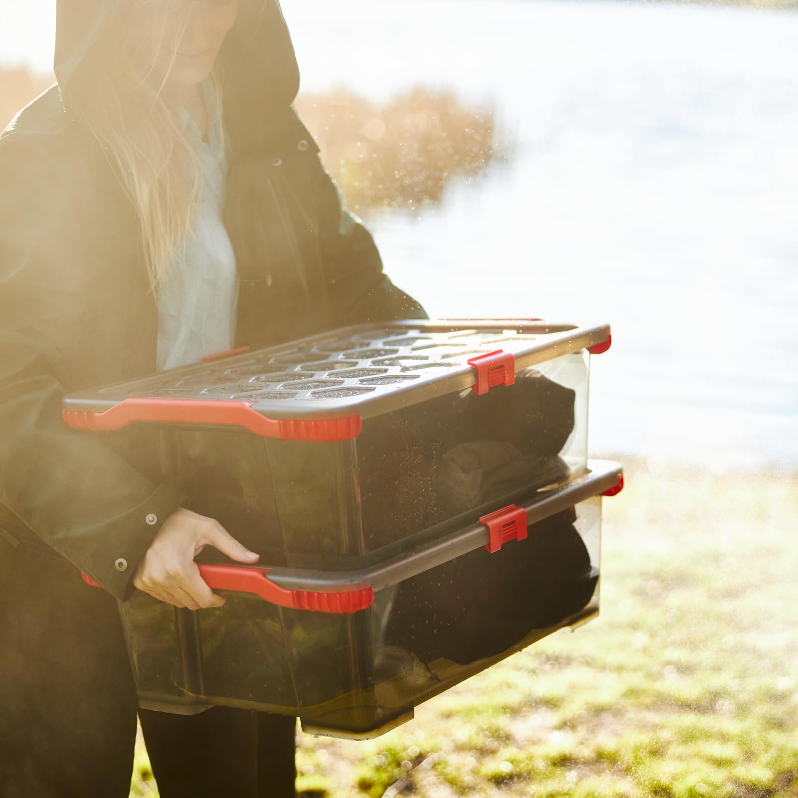 Rotho Evo Easy Boîte De Rangement 44l, Plastique De Qualité Alimentaire (PP) Sans BPA, Transparent, 44l (58.3 X 39.2 X 27.7 Cm