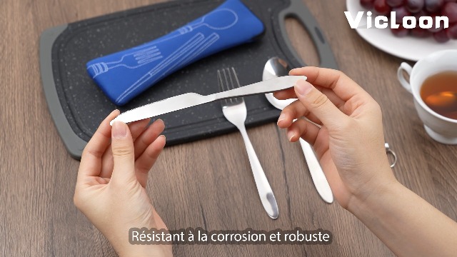 Ensemble de couverts en acier inoxydable brossé 60 pièces pour dîner et