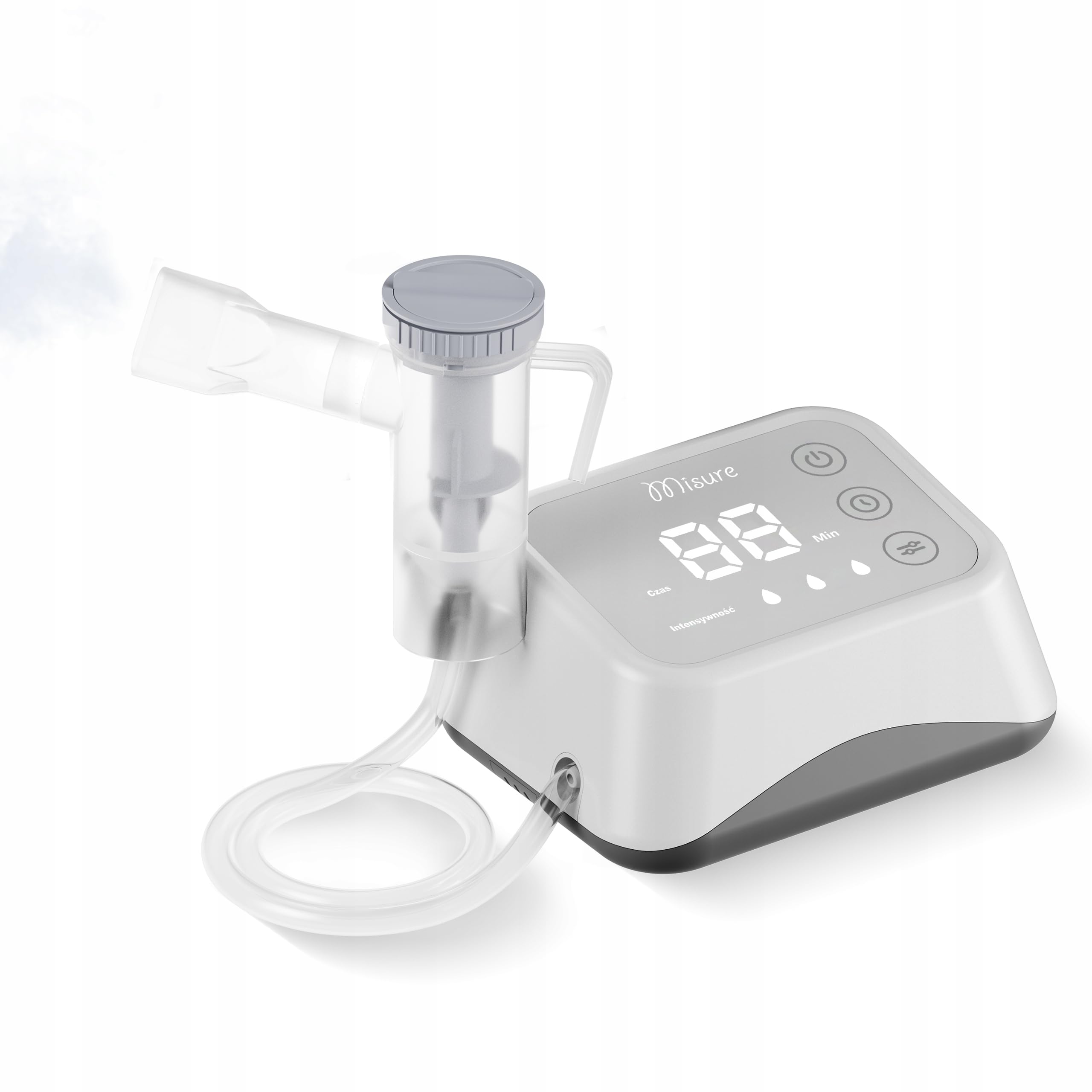 MISURE Inhalatoren - Dampfinhalatoren - Inhalationsgerät - Kompressor Inhalator Vernebler Kinder, Erwachsene - Inhaliergerät mit Timer Intensitätsregelung 2 Masken Mundstück - Aerosolgerät mit Etui