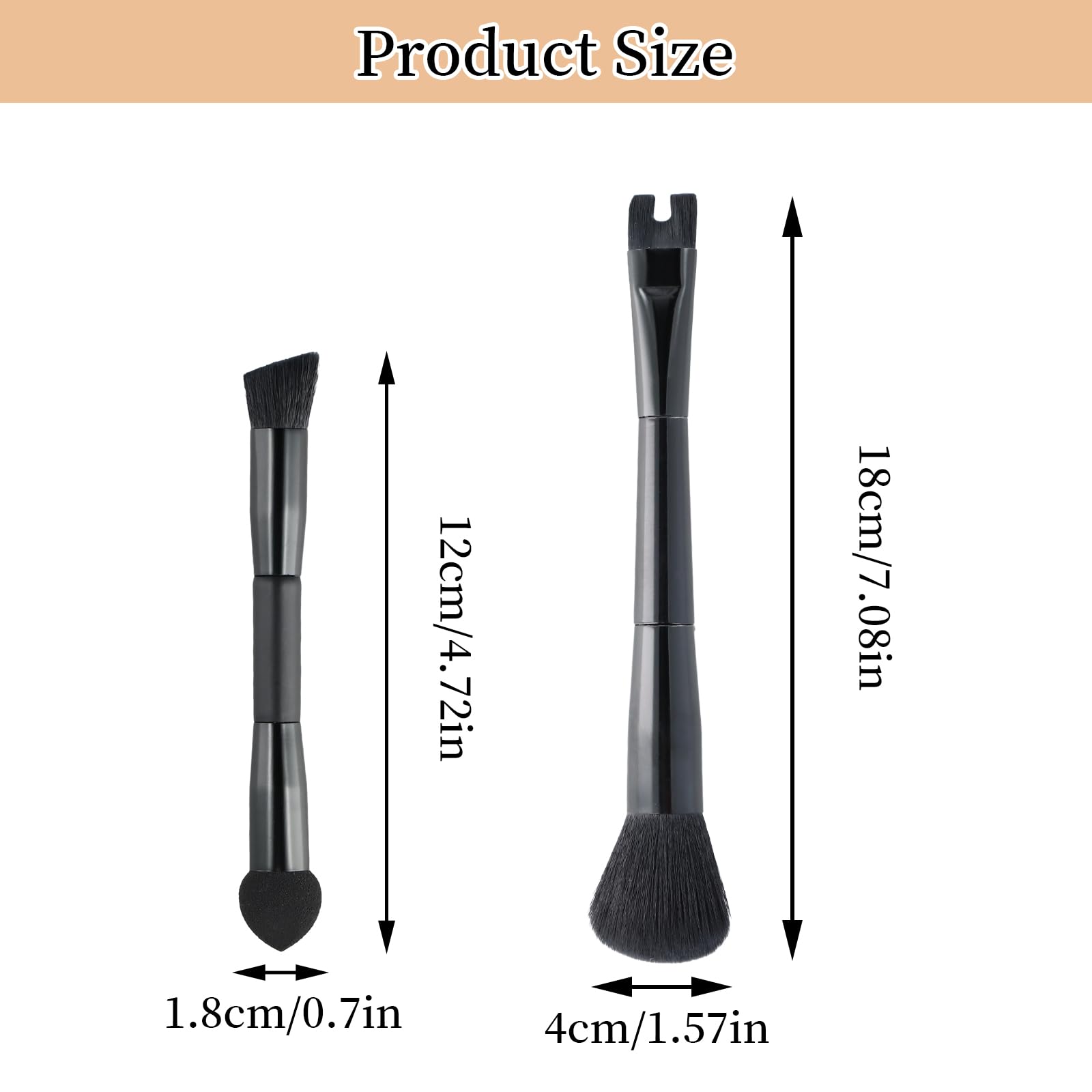 Aomhrek 2-in-1 Makeup Brush Set, Nose Contour Brush, Powder Makeup Blending Brush, Concealer Brush, Blusher Brush - Image 2
